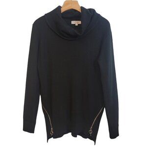 Patrizia Luca Milano‎ Black Sweater Tunic Top Sz Medium Cowl Neck Long Sleeve